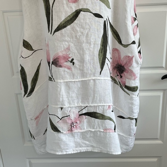 Lungo L’arno Revolve Made in Italy 100% Linen Floral MIDI Short Sleeve Dress M - Picture 3 of 14